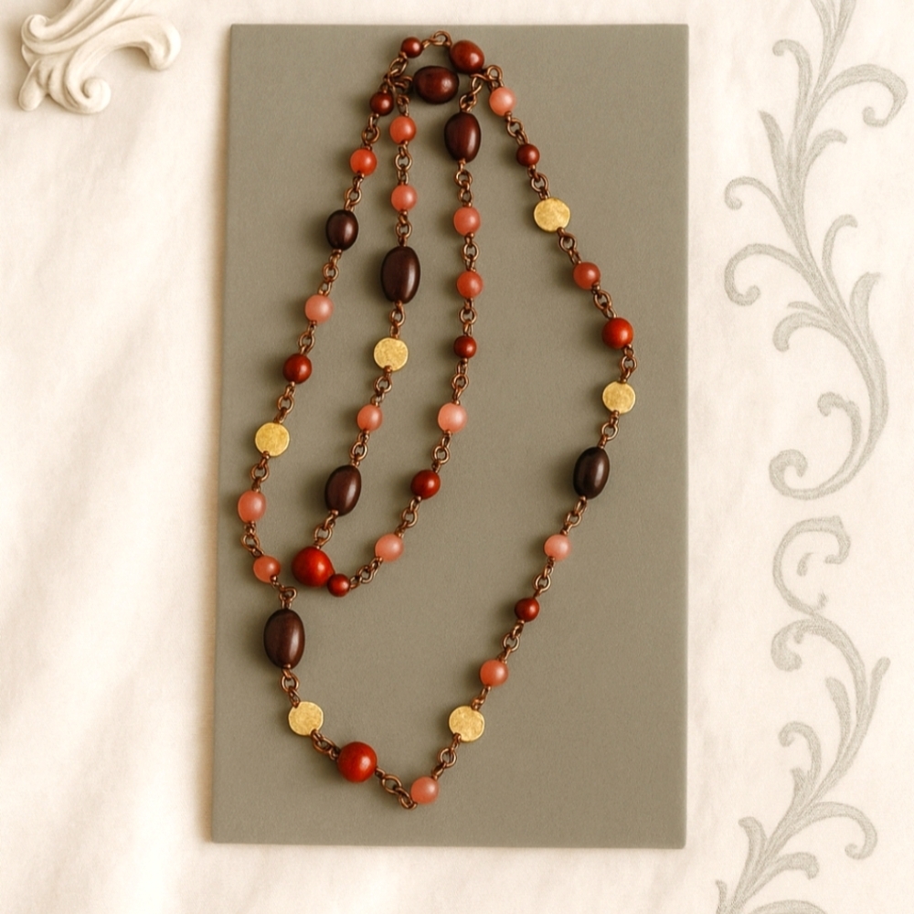 “52” Long Beaded Wrap Necklace – Boho French Chic Layering Piece